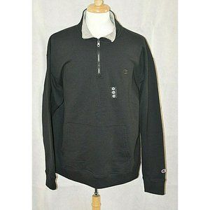 New Champion Men's 1/4 Quatar Zip Black Fleece Pullover Jacket sz XXL